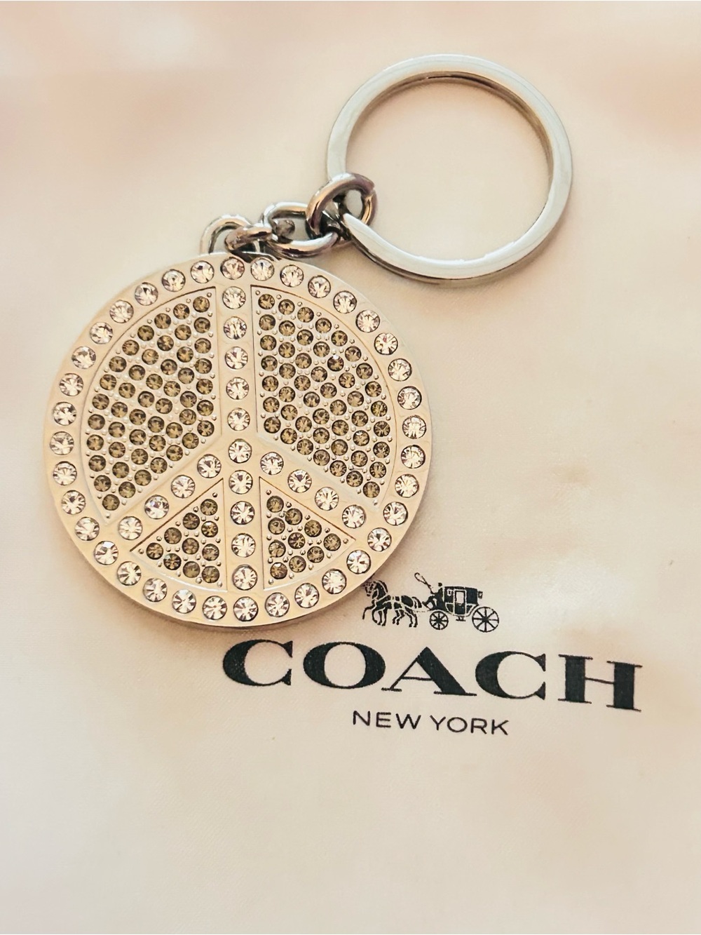NWOT RARE Coach Y2K Swarovski Peace Sign Keychain/ Bag  Charm